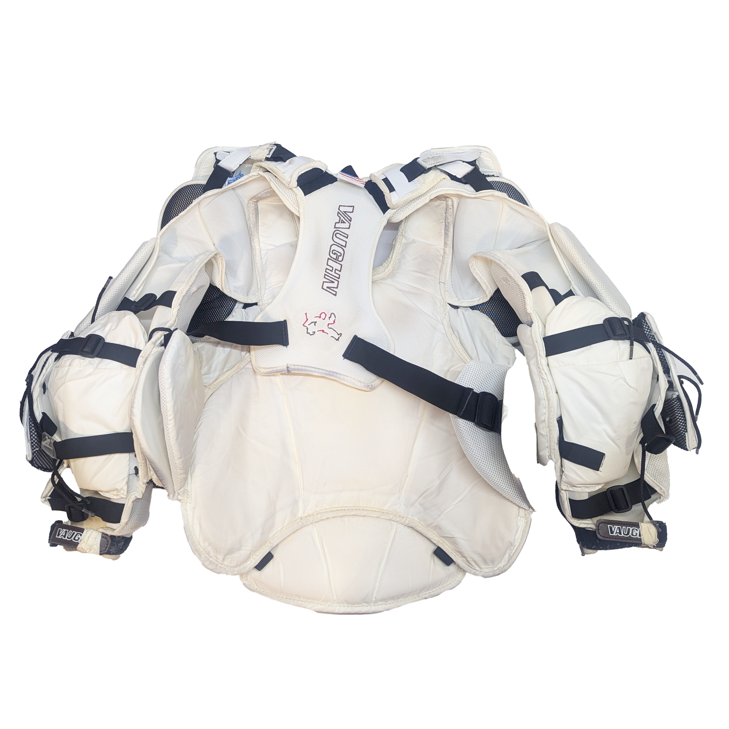 Vaughn Velocity VE8 Pro Carbon – Plastron de gardien de but Pro Stock d'occasion (blanc/marron)